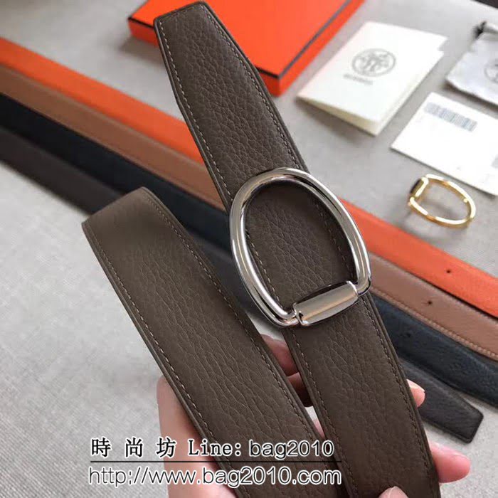 愛馬仕HERMES REVERSIBLE LEATHER STRA 官網同步 原版皮高端男士皮帶 HHG1557